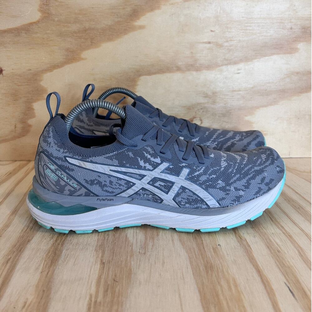 Asics Women's Gray Athletic Running Shoes with Teal Accents